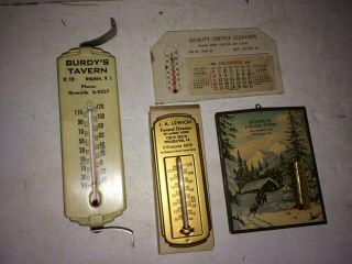 4 Vintage Advertisement Thermometers,  Burdy 