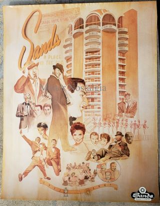 Vintage Poster 1987 Sands Hotel 35th Las Vegas Sinatra Dean Martin Judy Garland