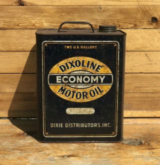 Rare Vintage Dixoline Economy Motor Oil Can 2 Gal.  Dixie Distributors Inc.