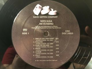 1991 Nirvana Nevermind LP Vinyl Geffen Records ‎DGC - 2442 VG,  /VG,  Club Pressing 2