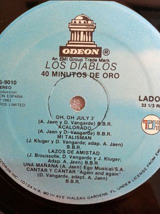 Los Diablos De Espana 40 Minutos de Oro ODEON OSS - 9010 LP VG, 3
