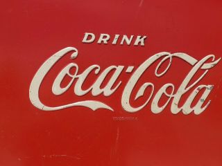 Vintage 1950s Coca Cola Coke Cooler Metal Ice Chest Cooler Tray Insert Embossed 3