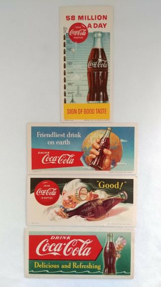 Set of 4 Vintage Coca - Cola Ink Blotters 1951,  1953,  1956,  1957 3