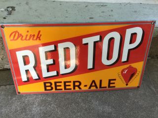 Red Top Porcelain Beer & Ale Signs Store Or Bar Advertising Great Color