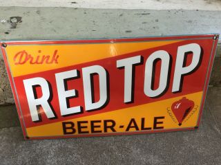 Red Top Porcelain Beer & Ale Signs Store Or Bar Advertising Great Color 5