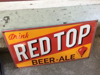 Red Top Porcelain Beer & Ale Signs Store Or Bar Advertising Great Color 7