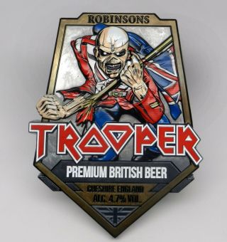 Iron Maiden Eddie Trooper Robinsons Beer Steel Tap Marker Official Bar Use