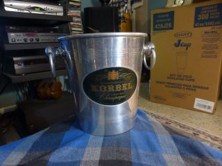Vintage Korbel California Champagne Aluminum Ice Bucket W/ Knobs & Rings France