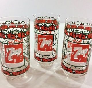 Vintage 7 - Up Tiffany Style Stained Glass Tumbler Drinking Glass