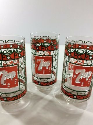 VINTAGE 7 - UP TIFFANY STYLE STAINED GLASS TUMBLER DRINKING GLASS 2