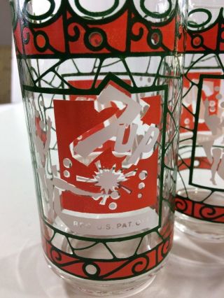 VINTAGE 7 - UP TIFFANY STYLE STAINED GLASS TUMBLER DRINKING GLASS 4
