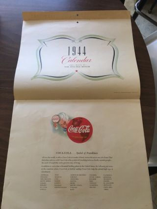 Coca Cola / Coke 1944 Calendar Page Lady W/ Hair Flower May Jun Very Good Rare