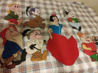 Vintage Snow White And The Seven Dwarves Cloth Wall Hangings Children 