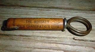 I W Harper Whiskey Wooden Advertising Cork Screw Pull Opener 1910 Decapitator