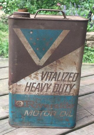 Vintage Riverside Motor Oil Can,  Vitalized Heavy Duty