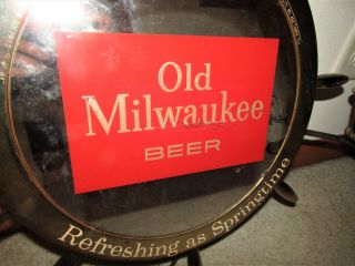 1961 Old Milwaukee Beer Nautical Red & Green Lighted Ships Wheel Sign