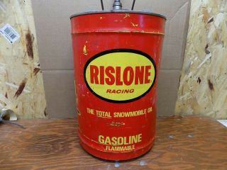 Vintage Rislone Snowmobile Racing Oil Can 5 Gallon Gas Rare Can