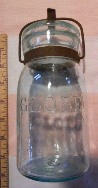 Aqua Globe Pint Mason Fruit Canning Jar With Period Wire Bail 5
