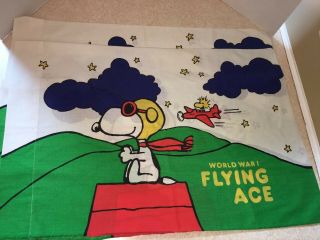 Vtg Peanuts Ww1 Flying Ace Snoopy Pillowcase Set Red Baron Pillow Cases Sears