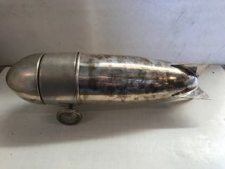 Rocket Shaped Vintage Silver Plate Zeppelin Cocktail Shaker