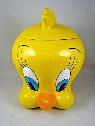 Warner Brothers 1996 Tweety Bird Head Cookie Candy Jar Large Looney Tunes