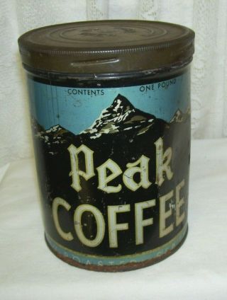 Primitive Antique Advertising Tin Box Peak Coffee
