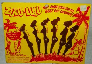 Vintage Zulu Lulu Swizzle Sticks Set On Display Card Black Memorabilia