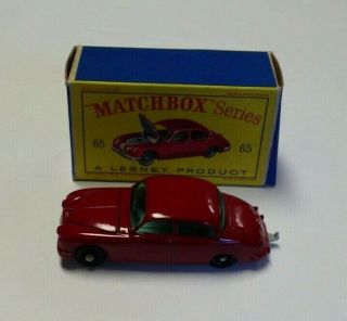 Matchbox Lesney Red Jaguar 65 - B Box D Black Wheels Cn