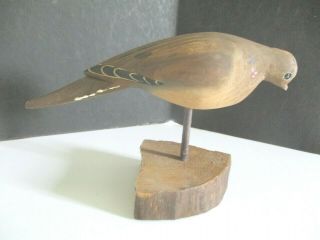Signed Wek Will Kirkpatrick Carved Wood Dove? Decoy Glass Eyes Estate Buy No Res