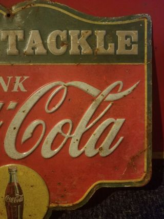 vintage old coca cola coke bait tackle metal soda sign Pepsi advertising rare 2