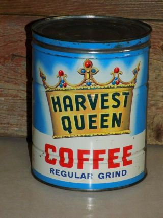 Vtg 2 Lb.  Coffee Can Red Owl Stores Harvest Queen Canco Tin Mid - Century Minn.  Mn