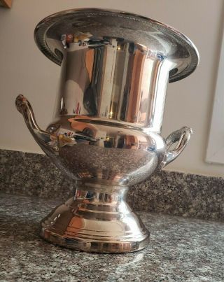 Vtg Barware Leonard Silver Plate Trophy Urn Ice Bucket Champagne Wine Cooler