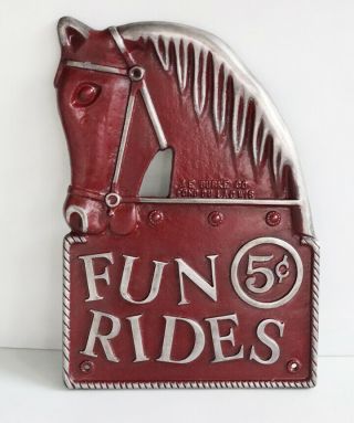 Fun Rides Amusement Park Horse Pony Sign 5c Carnival