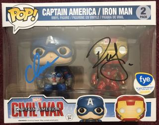 Chris Evans Robert Downey Jr Signed Funko Ip Ironman Captain America Avenger