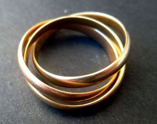 Gold Ring In Three Parts,  18 Carat White,  Yellow And Rose Gold