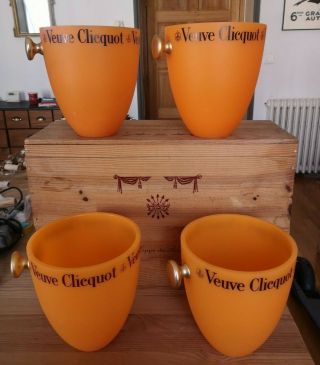 Set Of 4 Veuve Clicquot French Champagne Ice Bucket / Cooler