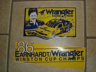 Two Vintage Dale Earnhardt Wrangler Stickers From 1986 In Cond