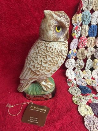 Vintage Screech Owl Decanter Jim Beam 100 Month Old Whiskey Collectible Detail