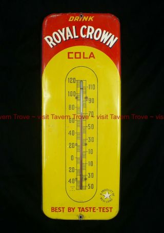 Rare Large 1950s Royal Crown Cola Rc 25½ X 9¾ Inch Thermometer Taste Test