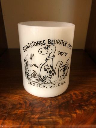 Vintage Flintstones Bedrock City Dino,  Federal Milk Glass Mug