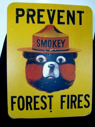 Vintage Smokey The Bear Prevent Forest Fires Sign 1960s Or Earlier