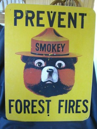 VINTAGE SMOKEY THE BEAR PREVENT FOREST FIRES SIGN 1960s OR EARLIER 2