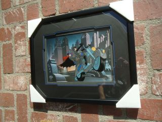 Batman The Animated Series Batgirl & Catwoman On Motorcycle WB LE Cartoon Cel 5