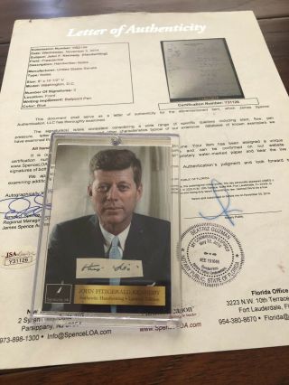 John F.  Kennedy Jsa Handwritten Cut Words Not Autograph Or Signed