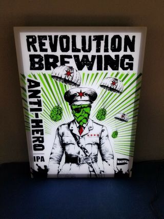 (l@@k) Revolution Beer Brewing Anti Hero Military Guy Led Light Up Sign Chicago
