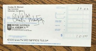 Charles Manson,  Signed Check Deposit Slip,  6/6/69,  Corcoran,  Ca