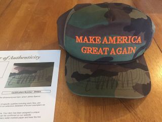 Donald Trump Autographed Camouflage Make America Great Again Hat Jsa Authentic