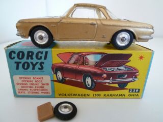 Vintage Corgi 239 Volkswagen Type 34 Karmann Ghia Box Issued 1963 Gold