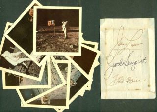 Apollo 13 Astronaut Autograph S Jim Lovell Jack Swigert Fred Haise W Photographs
