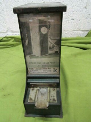 Exhibit Supply Cos.  Cards 1 Penny Arcade Vending Machine With Cards Circa 1920 